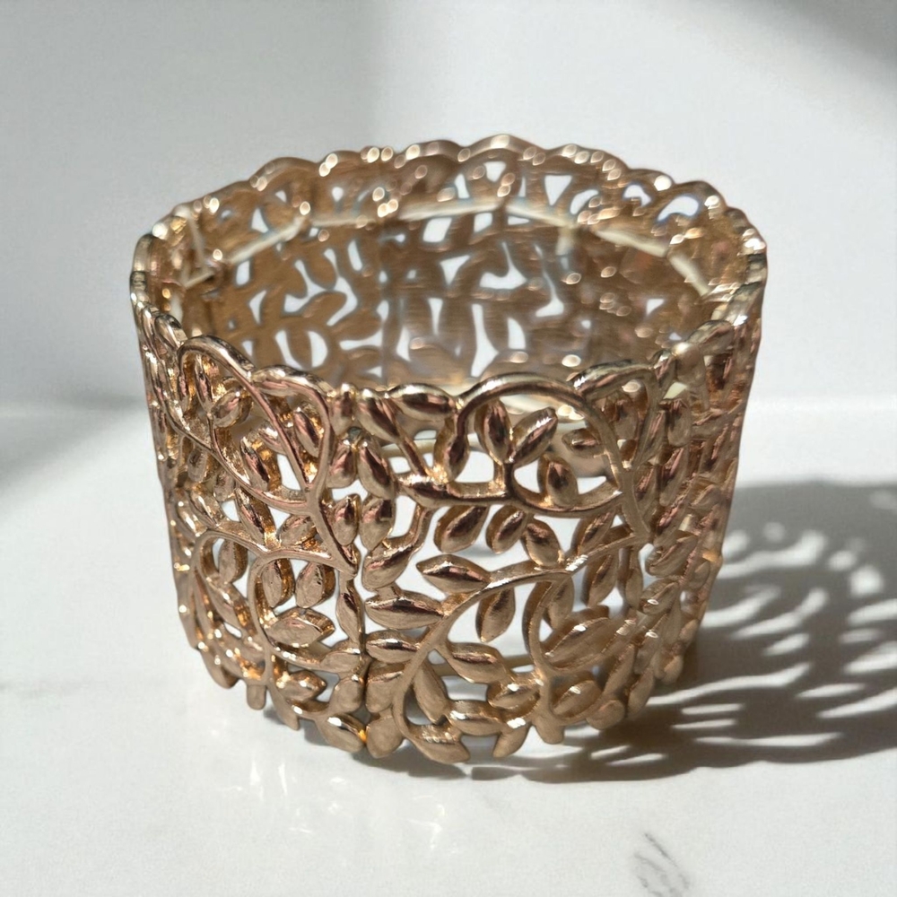 Elegant Gold Filigree Cuff Bracelet